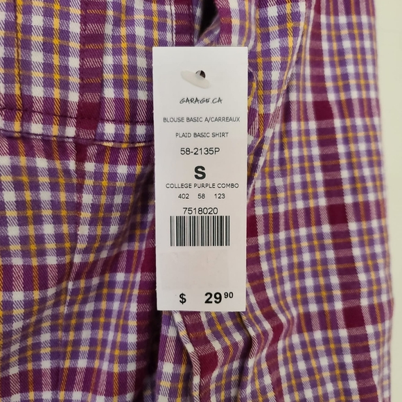Garage Plaid Basic Shirt College Purple Combo Small - Picture 2 of 3